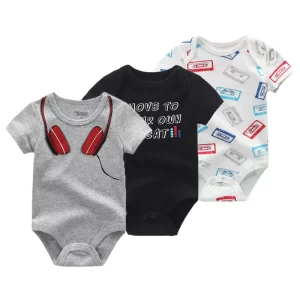 3Pcs/Lot Baby Boy Bodysuits Cartoon 100%Cotton Short Sleeves Onesies Soft Summer Infant Clothes